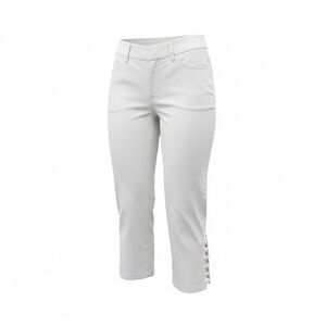 Calypso Women’s Fun White Capris Size 10 with vented Calf Detail